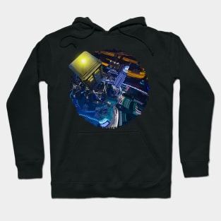 Tardis doctor who flying above modern starry night city Hoodie